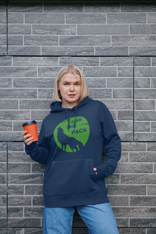 Navy Hoodie with Green Logo